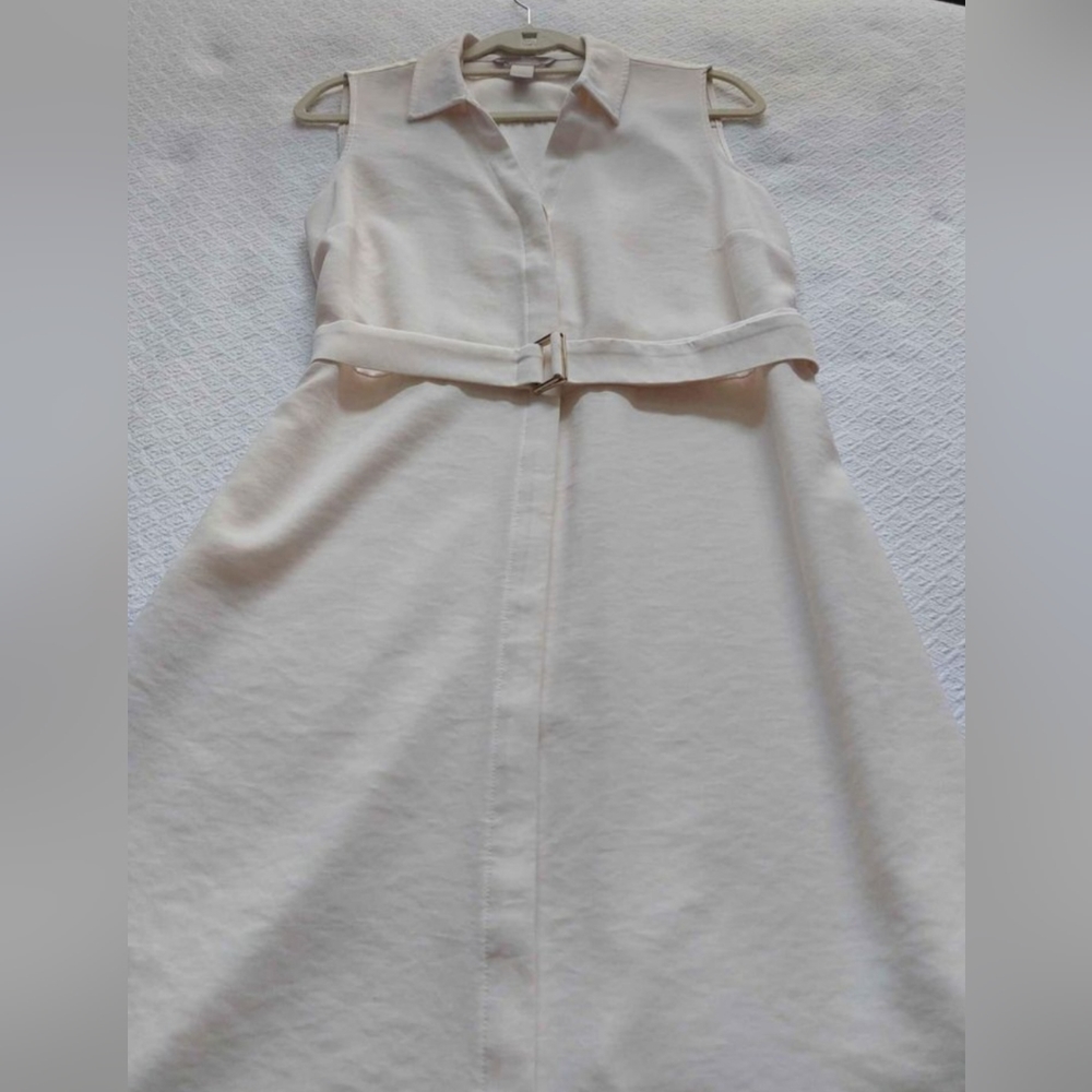 H&M Cream Sleeveless Midi Shirt Dress - Picture 8 of 11